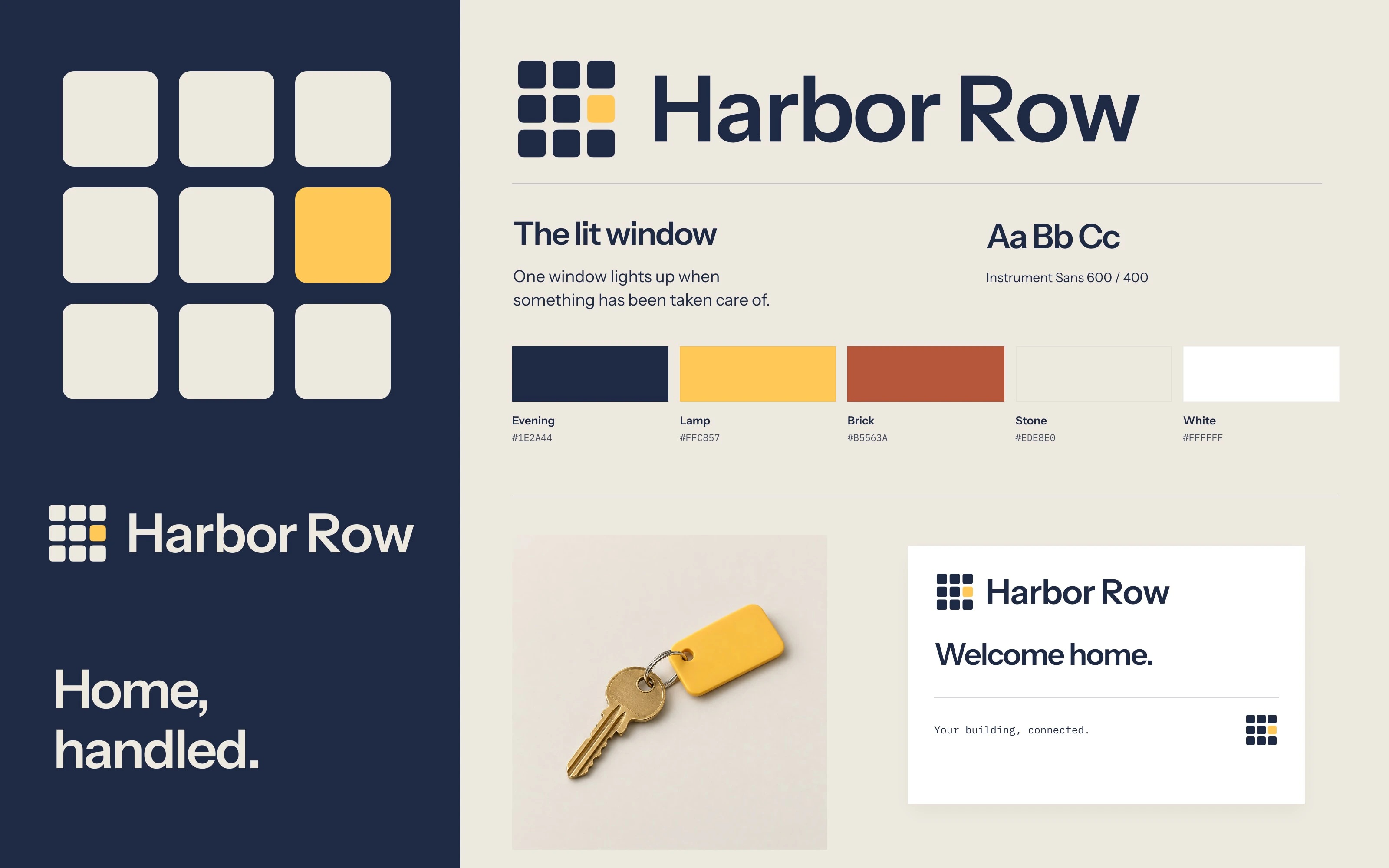 Color, type and logo for Harbor Row