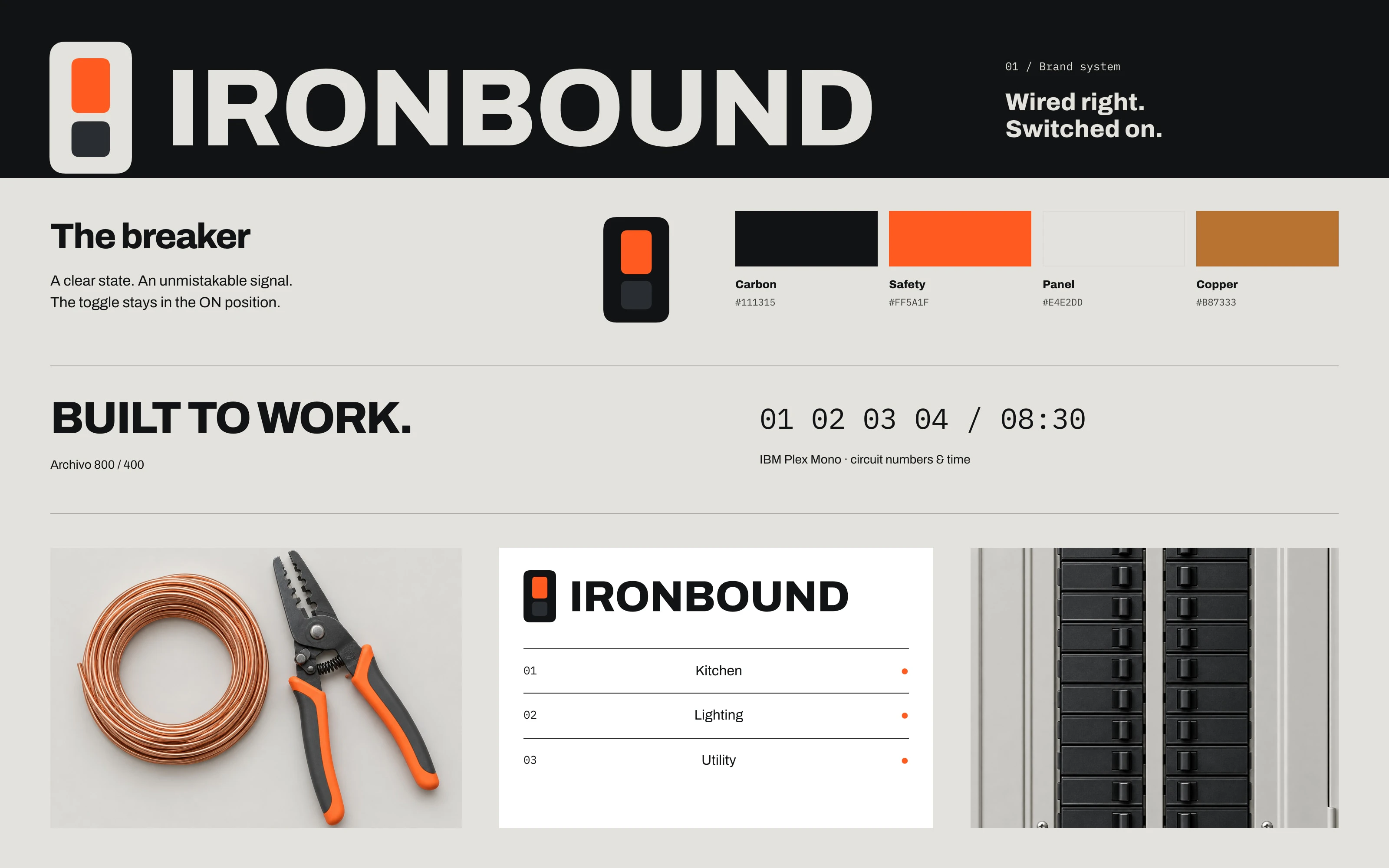 Color, type and logo for Ironbound Electric