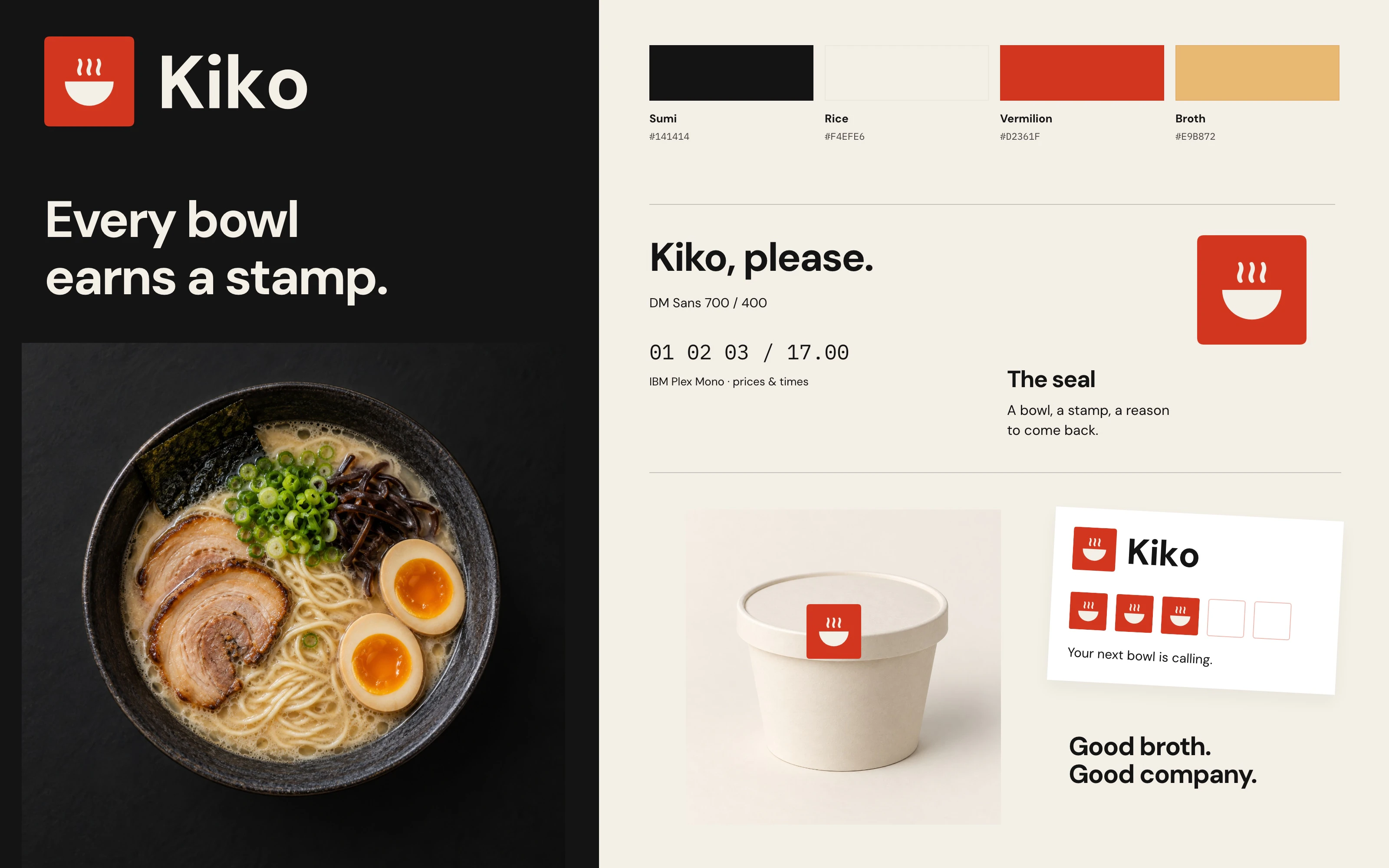Color, type and logo for Kiko Ramen