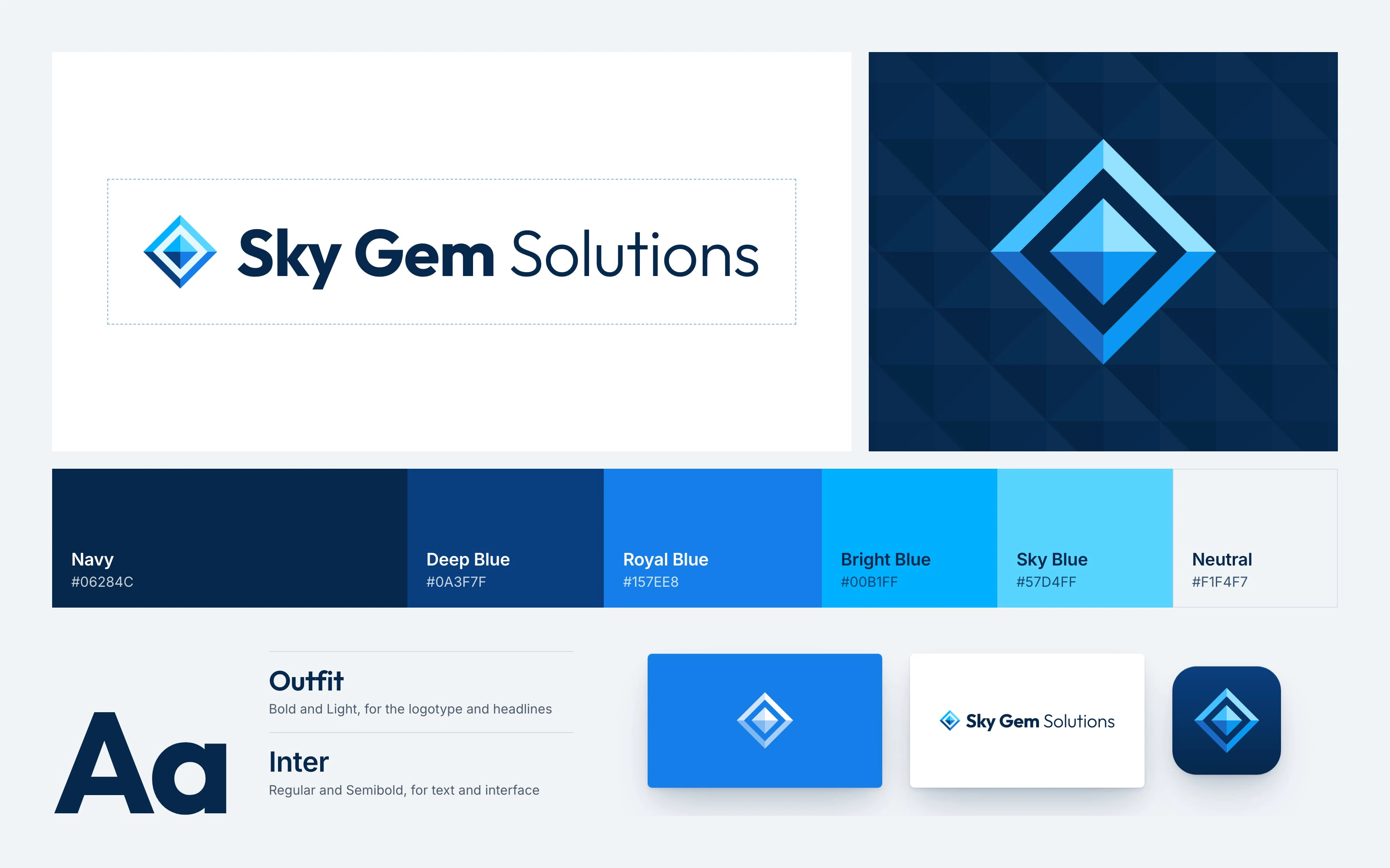 Color, type and logo for Sky Gem Solutions